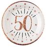 Imagens de Platos 50 Cumpleaños Rosa Dorado Sparkling cartón 22cm (10 unidades)