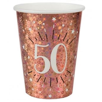 Imagen de Vasos 50 Cumpleaños Rosa Dorado Sparkling (10)