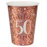 Imagen de Vasos 50 Cumpleaños Rosa Dorado Sparkling cartón (10 unidades)