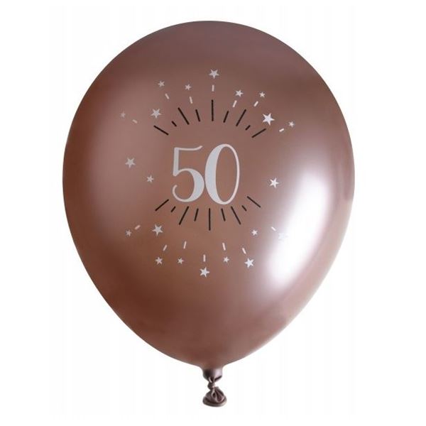 Imagen de Globos 50 Cumpleaños Rose Gold Látex (6uds)