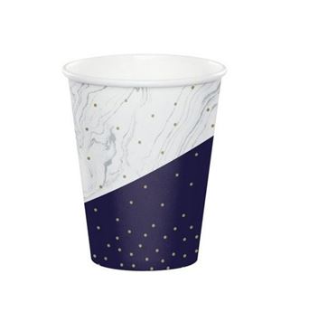 Picture of Vasos Happy Birthday Azul y Dorado cartón (8 unidades)