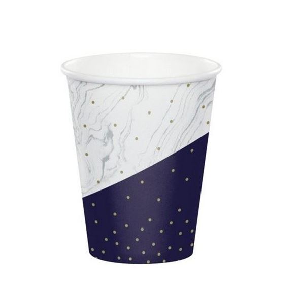 Picture of Vasos Happy Birthday Azul y Dorado cartón (8 unidades)