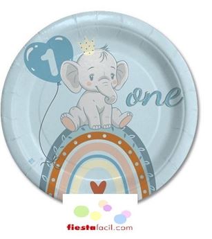 Imagen de Platos Un Año Boho azul 18cm (8 uds.)