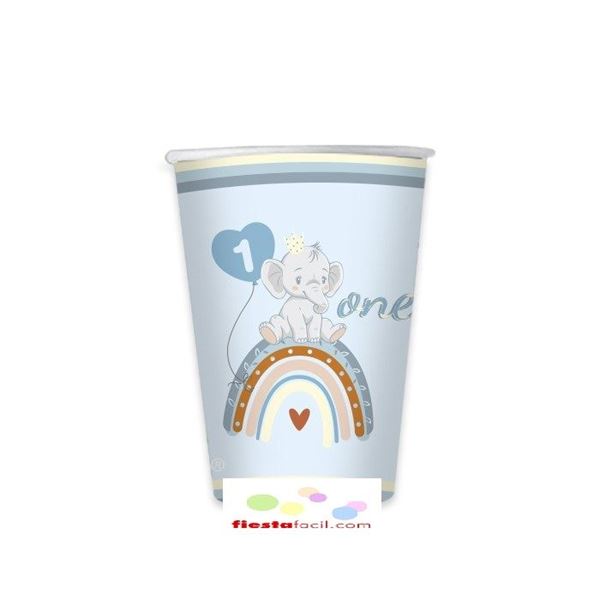 Imagen de Vasos un Año Boho Azul Cartón (8)