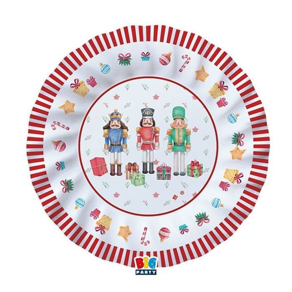 Picture of Platos Cascanueces Navidad cartón 25cm (8 uds.)