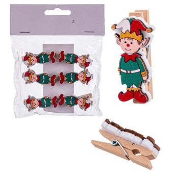 Imagens de Pinzas Navidad Elfos Madera 14cm (6 uds.)