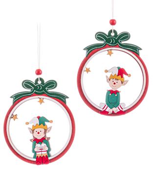 Imagen de Colgante Madera Navidad Elfos Colores (2 uds.)