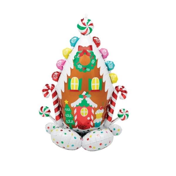 Imagens de Globo Casa de Galleta Navideña con Base sin Helio (129cm)