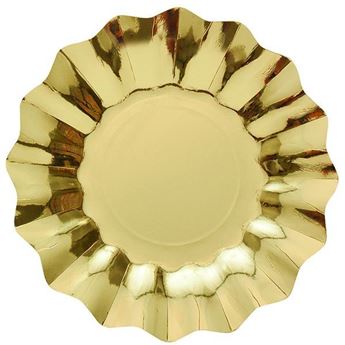 Imagen de Platos Dorado Ondas cartón 27cm (8 unidades)