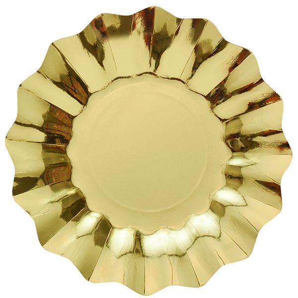 Imagen de Platos Dorado Ondas cartón 27cm (8 unidades)