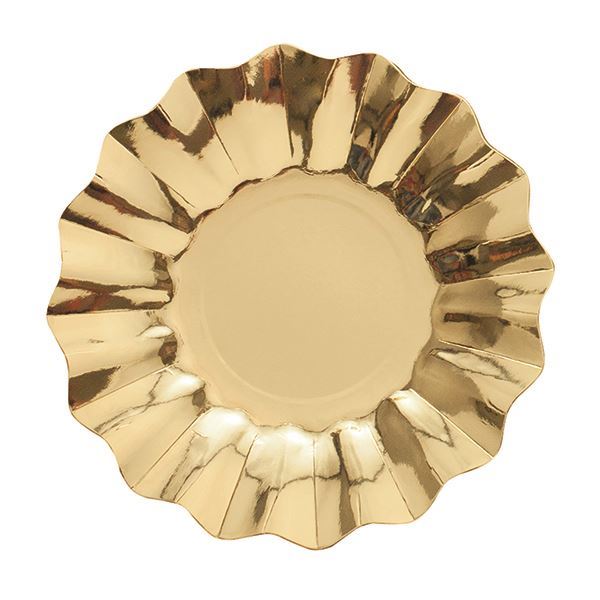 Imagen de Platos Dorado Ondas cartón 21cm (8 unidades)