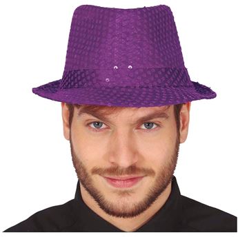 Imagen de Sombrero Gangster Violeta Lentejuelas