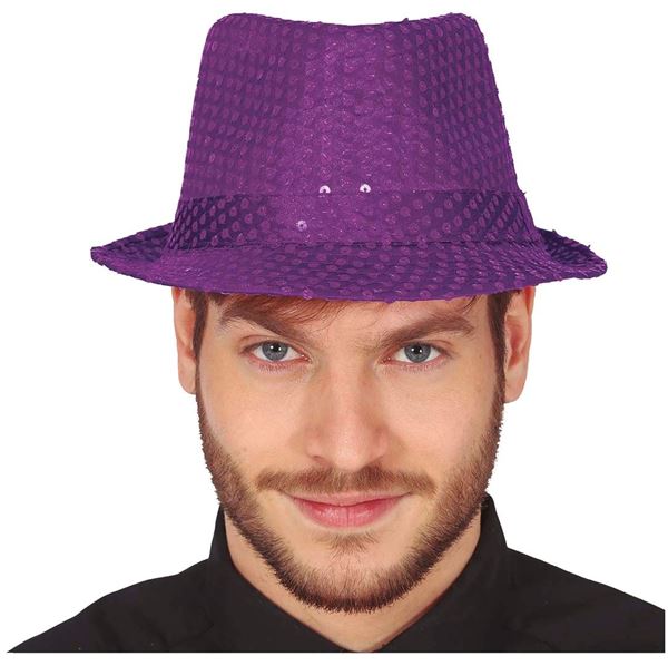 Imagen de Sombrero Gangster Violeta Lentejuelas