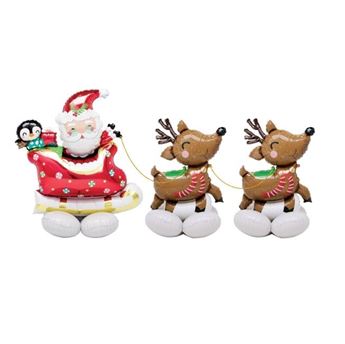 Imagen de Globos Santa Claus con Renos XXL con Base sin Helio 251cm (3 uds.)