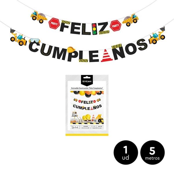 Guirnalda Feliz Cumpleaños Construcción (5m)✓ por sólo 2,84 €. Tienda  Online. Envío en 24h. . ✓. Artículos de  decoración para Fiestas.