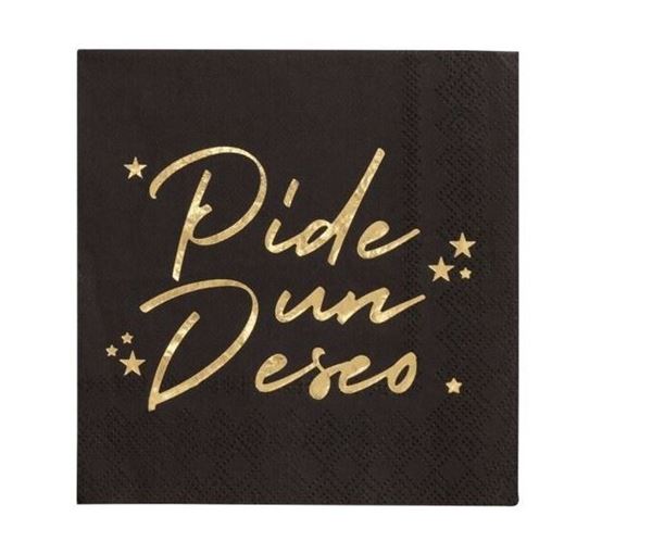 Imagen de Servilletas Negras "Pide un Deseo" papel 25cm (20 unidades)