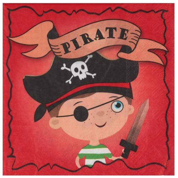 Imagen de Servilletas Pirata Cumpleaños papel 33cm (20 unidades)