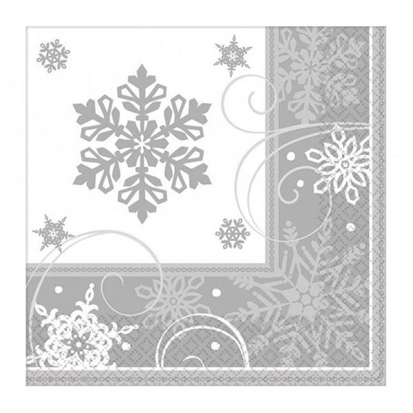 Picture of Servilletas Copo de Nieve Plateadas papel 33cm (16 unidades)