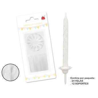 Imagen de Velas Blancas Purpurina (24)