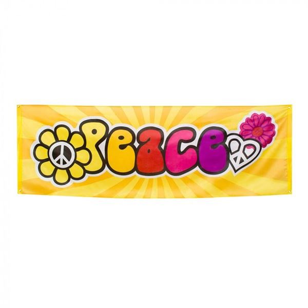 Imagen de Banner Peace Hippie Tela (220cm x 74cm)