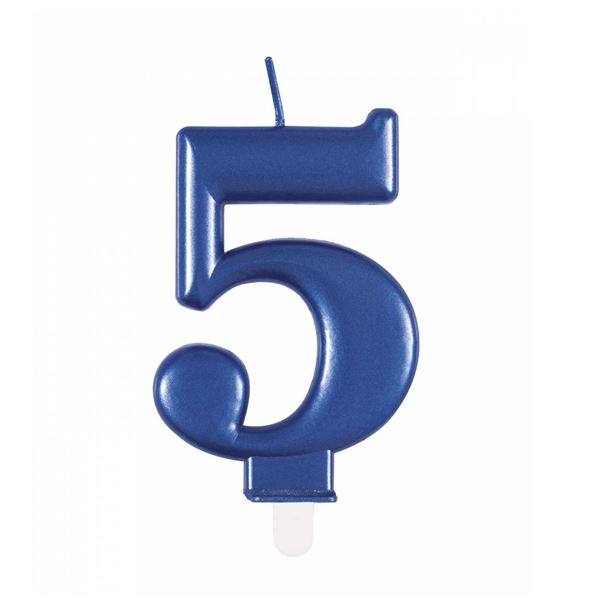 Imagen de Vela 5 Azul Metalizada Cumpleaños
