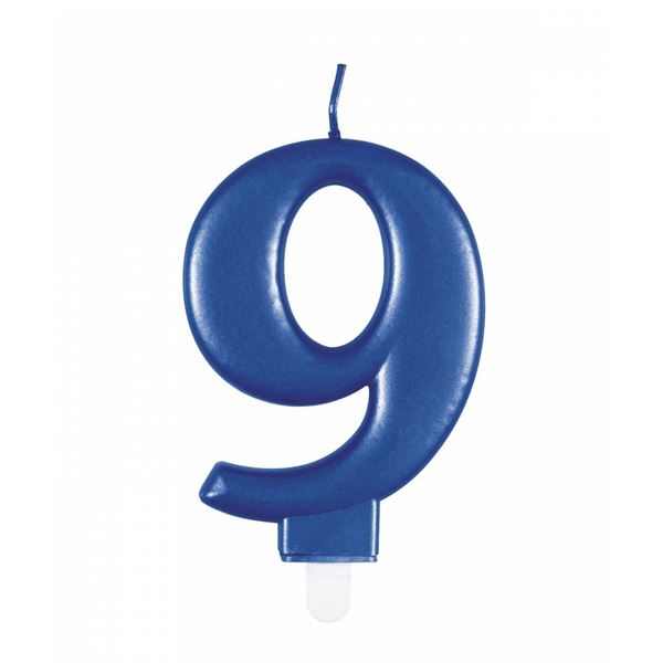 Imagen de Vela 9 Azul Metalizada Cumpleaños