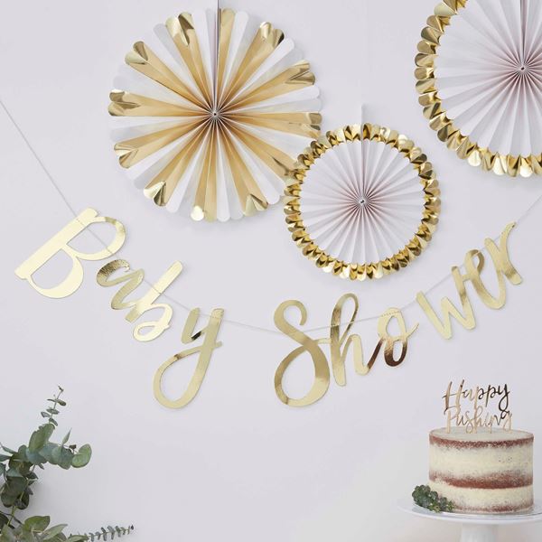 Picture of Banderín Baby Shower Dorado elegante 