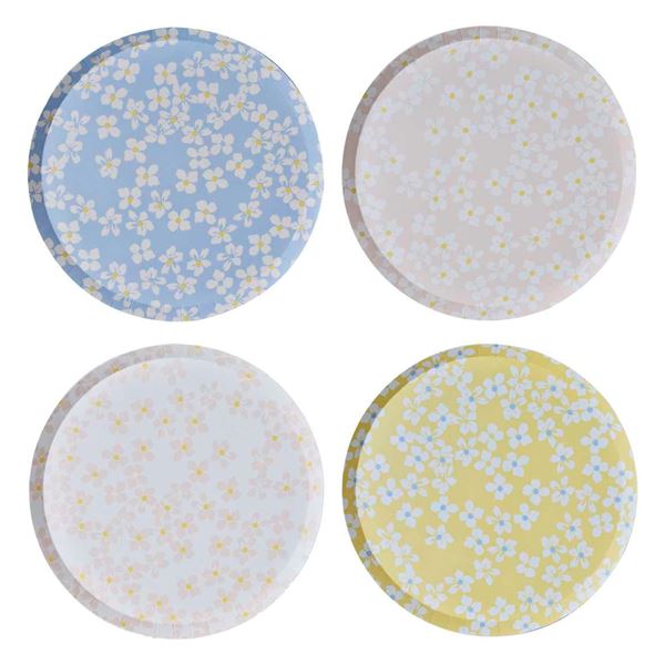 Imagen de Platos Primavera Floral Pastel Surtidos cartón 25cm (8 uds.)