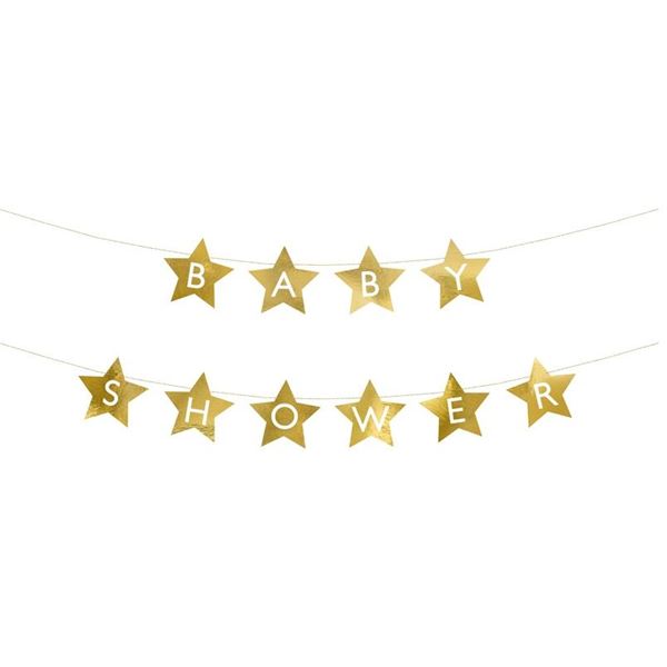 Imagen de Banderín Baby Shower Estrellas Dorado (3m)