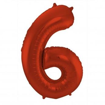 Imagen de Globo Número 6 Rojo Mate Gigante (86cm)