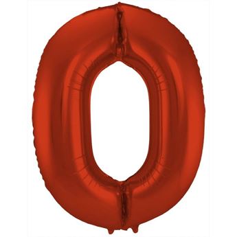 Imagen de Globo Número 0 Rojo Mate Gigante (86cm)