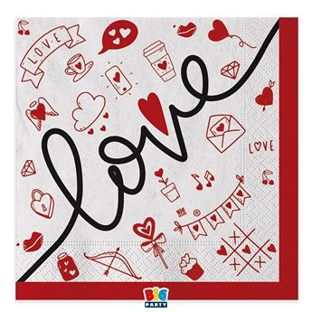 Imagen de Servilletas Corazón Love 33cm (16 uds.)