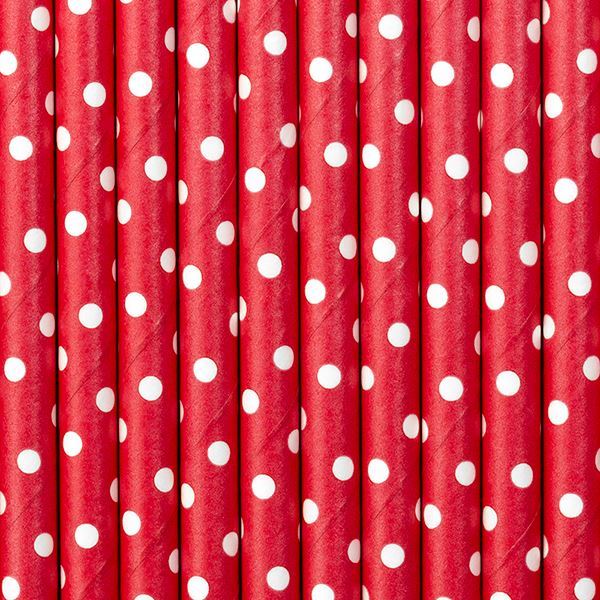 Picture of Pajitas Rojas Lunares Blancos papel (10 uds.)