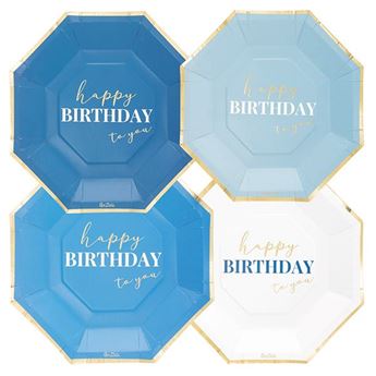 Imagen de Platos Happy Birthday Mix Azul cartón 24cm (8)