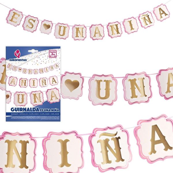 Picture of Guirnalda Es una Niña Rosa y Dorado (4,5m)