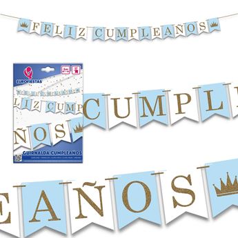 Imagen de Guirnalda Feliz Cumpleaños Azul y Blanco (5m)