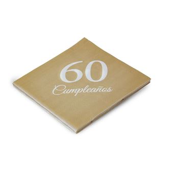 Imagen de Servilletas 60 Cumpleaños Dorado Mate papel (12)