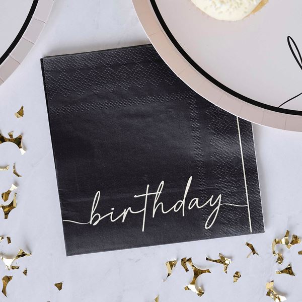 Imagens de Servilletas Nude y Negro Birthday Originales papel 25cm (16 unidades)