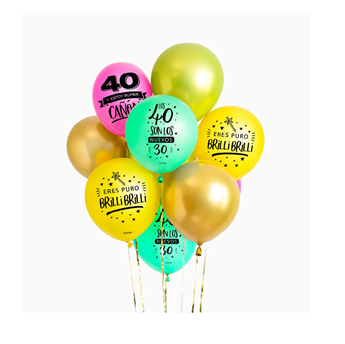 Imagen de Globos Felices 40 Años Surtidos Látex (10 unidades)