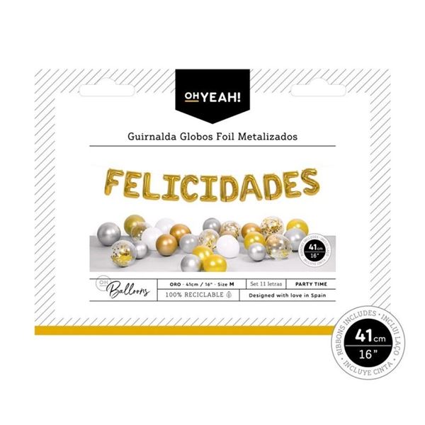 Imagen de Guirnalda Globos Felicidades Dorados