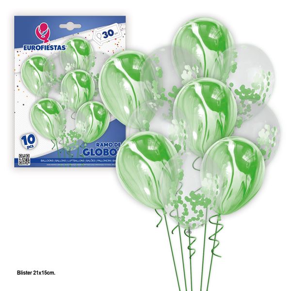 Picture of Bouquet Globos Verdes Mármol Mix (10)