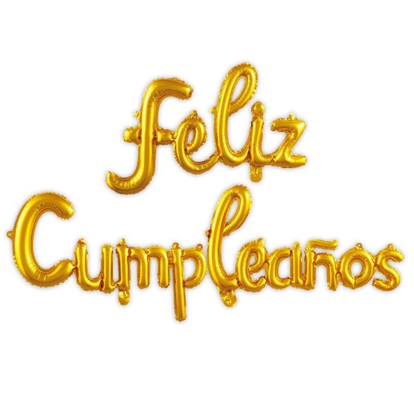 Imagen de Globo Feliz Cumpleaños Dorado Minúsculas