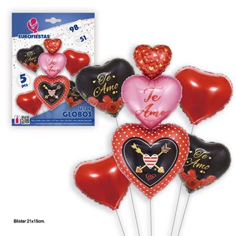 Imagen de Bouquet Globos Regalo Te Amo Corazones