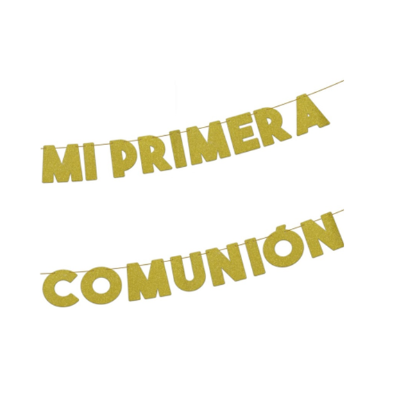 Guirnalda Letras Mi Primera Comunión Dorada Purpurina (3m)✔️ por sólo 4,05  €. Envío en 24h. Tienda Online. . ✓.  Artículos de decoración para Fiestas.