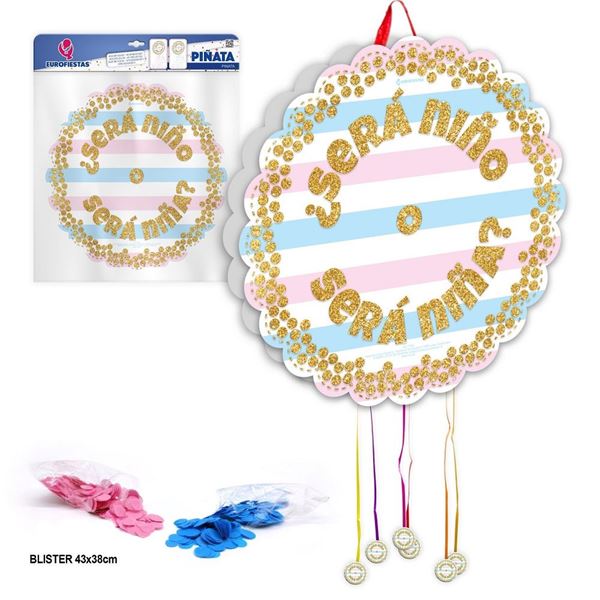 Imagen de Piñata y Confeti Será Niño o Niña cartón