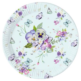 Imagens de Platos Mariposas y Flores cartón 23cm (8 unidades)
