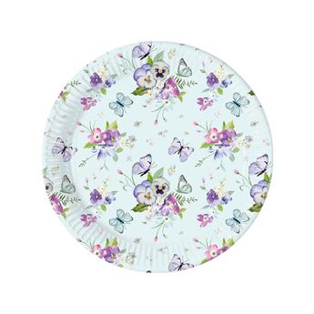 Imagens de Platos Mariposas y Flores cartón 20cm (8 unidades)
