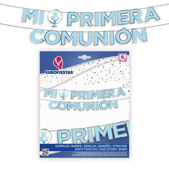 Imagen de Guirnalda Mi Primera Comunión Azul Borde Dorado (4m)