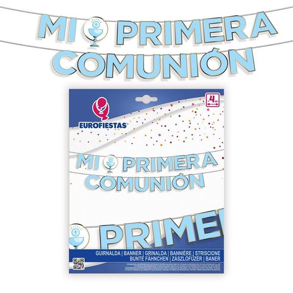 Imagen de Guirnalda Mi Primera Comunión Azul Borde Dorado (4m)