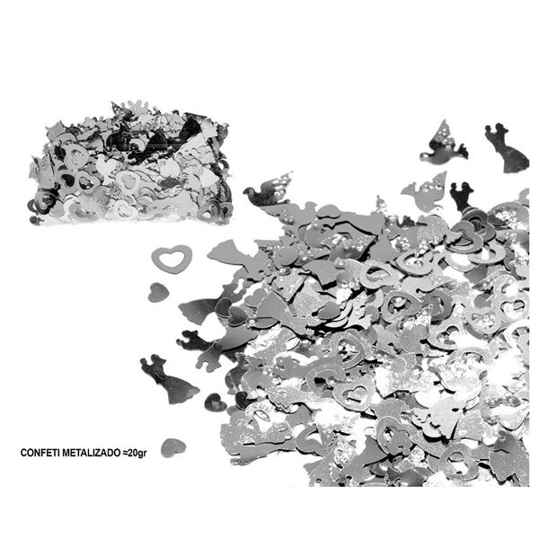 Imagen de Confeti Novios Plateado (20g)